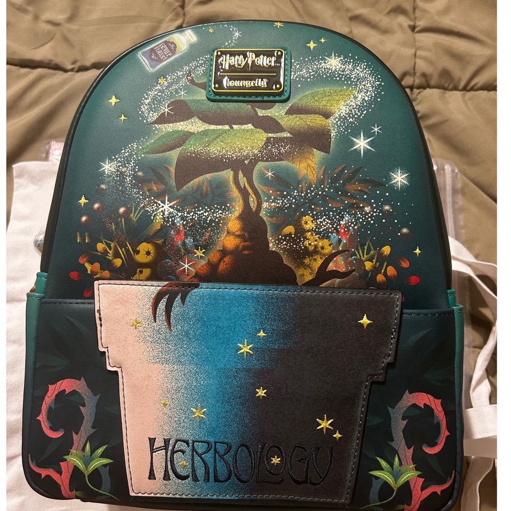 Loungefly Harry Potter Herbology Mandrake Glow Mini Backpack Green Teal